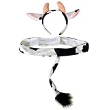 Plush Cow Headband Ears and Tail Costume Set