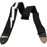 Gibson Lightning Bolt Style 2 Inch Safety Guitar Strap, Jet Black