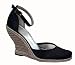 BCBG BCBGirls KEF Black Satin Macrame Wedge Sandals Image
