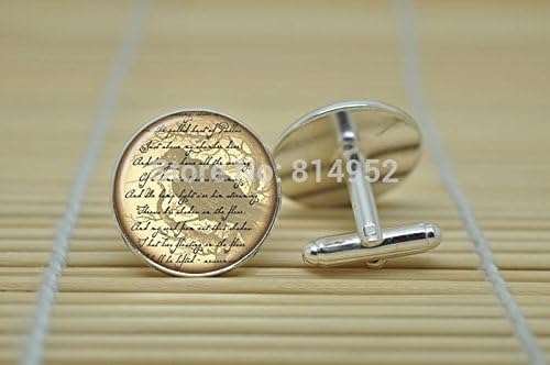 Pretty Lee Edgar Allan Poe Jewelry Cufflinks Qoutes Books Cufflinks In Silver Glass Cabochon Cuff Links C0628