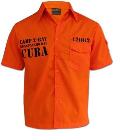 Men's Casual Biker Shirt Guantanamo Bay Cuba Orange Tattoo Shirt 3XL