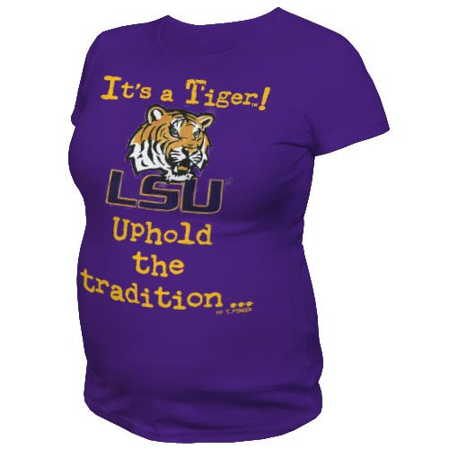 NCAA Louisiana State Fightin Tigers T.Fisher Uphold The Tradition Maternity Tee Shirt (Purple, Small)