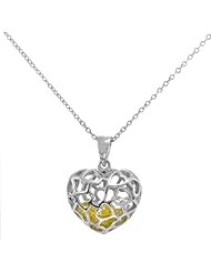 Sterling Silver November Birthstone Citrine Cubic Zirconia Filigree Heart Pendant/Necklace 18 Inches 925 Silver Chain