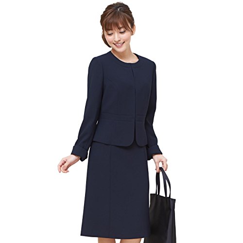 【B-GALLERY】ウオッシャブル対応フック留めノーカラージャケットのお受験アンサンブル[ネイビー ](160531402) [お受験スーツ 学校説明会 濃紺スーツ 面接]