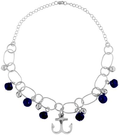 Sterling Silver Anchor Necklace W/lapiz Lazuli Stone From the Nautica Collection By Mauricio Serrano Jewelry
