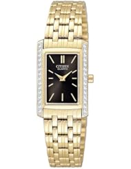 Citizen Quartz Rectangular Black Dial Womens Watch - EK1122-50E