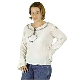 Embroidered Gauze Ladies Blouse - Long Sleeve Shirt