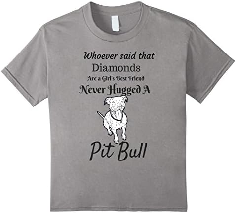 Kids Pitbull Puppy Dog are a Girls best Friend not Diamonds shirt 10 Slate