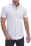 White Short Sleeve Mens Dress Shirt with Reversable Cuff - Stone Rose Pop 05