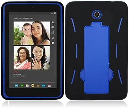 Microseven® Rugged Armor Kickstand Dual Layer Case Cover For Dell Venue 7 7 inch with Microseven® Packaging (Black/Blue)