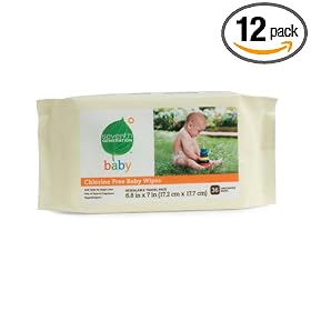 Seventh Generation Baby Wipe Travel Packs, Chlorine Free and Unscented, 36-Count Packs