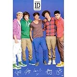 (24x36) One Direction Signatures Blue Music Poster