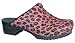 Sanita Women's Safari Padded Pink Leopard Open Back Wooden Clogs Shoes - Retro Collec...
