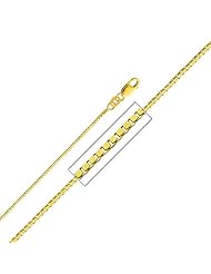 14K Yellow Gold 1mm Box Link Chain Necklace with Lobster Claw Clasp - 22" Inches