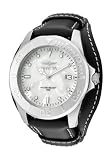 Men's Pro Diver Silver Marble Textured Dial Black Genuine Leather Cuff