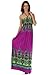 Sakkas Paisley Graphic Print Beaded Halter Smocked Bodice Maxi Dress