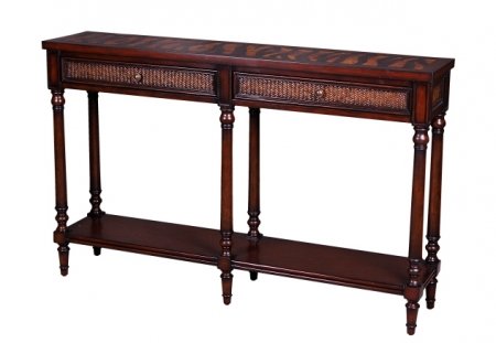 Console Table with 2 Drawers: Black/Yellow