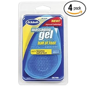 Dr. Scholl's Massaging Gel Ball of Foot Cushions, 1-Pair Packages (Pack of 4)
