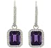 Amethyst(3.39ct) & Pave Diamond(.30ct) Dangle Earrings