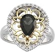 14K Two-Tone Gold Onyx and Diamond Ring