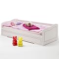 Funktionsbett STELLA, Kiefer massiv, wei�-rosa