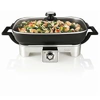 Oster CKSTSKRM16-SK 16-Inch by 12-Inch Oblong Skillet, Black/Stainless Steel