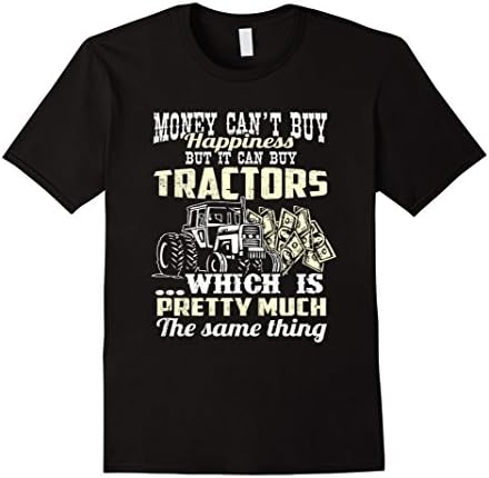 Men's farming tshirt-money can not buy happiness but it can buy tr XL Black