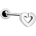 Stainless Steel Hollow Heart Barbell Tongue Ring