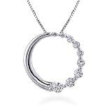 14K White Gold Diamond Journey Circle Pendant w/ 18 Chain