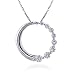14K White Gold Diamond Journey Circle Pendant w/ 18 Chain