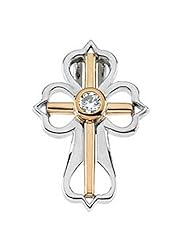 14K Two-Tone Gold Diamond Cross Pendant -- LIFETIME WARRANTY