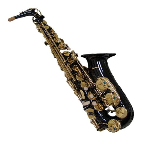 Crystalcello CWD419BK E Flat Black Lacquer Plated Alto Saxophone and Accessories