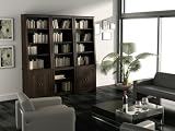 3 PC Espresso Slant-Back Bookcase Set