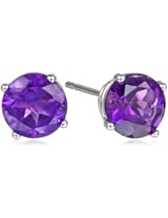 10k White Gold Round Amethyst Stud Earrings (5mm, 0.85 cttw)