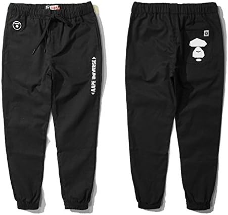 Men Pants 2015 New Brand Cargo Pants Khaki Black Blue Mens Joggers Fall Fashion Hip Hop Bape Pants High Quality (Black, M)