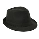 58cm Black PinStripe Trilby Hat with Black Ribbon
