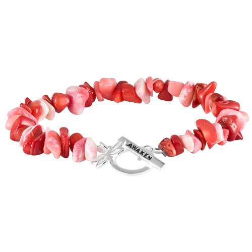 Dyed Red Coral Inspirational Dragonfly Charm Bracelet
