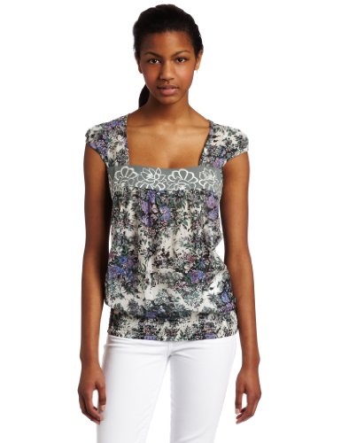D.E.P.T. Womens Romantic Flower Top, Fresh Ercu, Medium