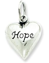 Sterling Silver Antiqued Hope Heart Charm & 18" Chain