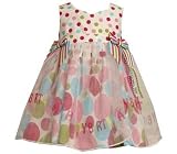 Bonnie Jean Pink Multi Color Dot Birthday Sheer Dress Girl 12M-6X