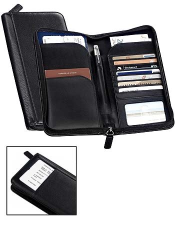 Leather travel document wallet