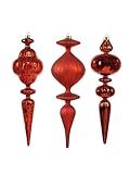 Pack of 6 Cognac Library Burnt Orange Finial Glass Christmas Ornaments 14