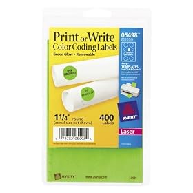 Removable Round Labels Neon Green (1.25) (2-pk.) by Avery