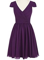 Cocktail Short Chiffon Cap Sleeves Bridesmaid Dress/Prom Dress/Party Dress/Wedding Dress/Mini Dress 