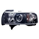 1994-2001 Dodge Ram Projector Headlights Halo Black Clear Amber by Instyleparts
