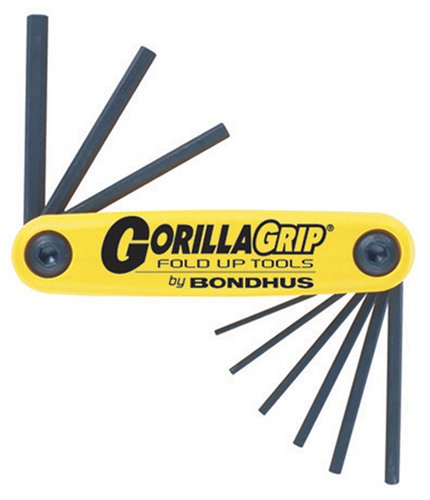 Bondhus 12589 GorillaGrip® Set of 9 Hex Fold-up Keys, sizes 5/64-1/4"