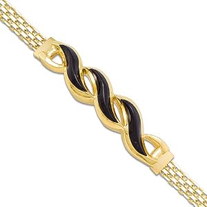 Black Coral Bracelet in 14K Yellow Gold by 