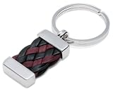 Sterling Silver Key Holder w/Black & Oxblood Leather Braid