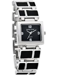 Daniel David Womens HA0218 - Casual Watch - Black Dial & Silver-tone Self-adjustable Links