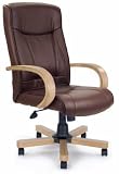 Eliza Tinsley High Back Executive Armchair in Brown Leather with Oak Effect Arms and Base